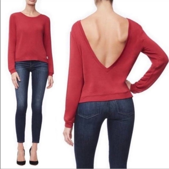 Good American V Neck Plunge Back Sweater Sweatshirt 3 - Picture 1 of 13